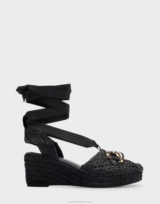 platform espadrille zwarte stof Aerosoles 0V00259 vrouwen