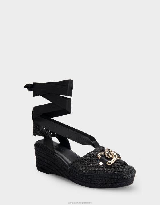 platform espadrille zwarte stof Aerosoles 0V00259 vrouwen