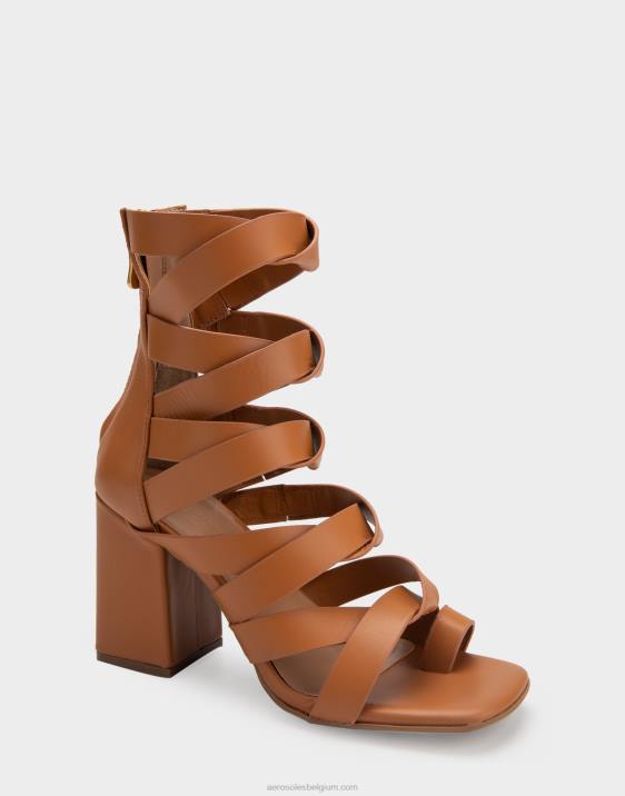 sandaal met hak van bruin leer Aerosoles 0V00408 vrouwen