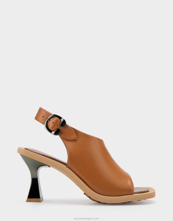sandaal met hak van bruin leer Aerosoles 0V00419 vrouwen