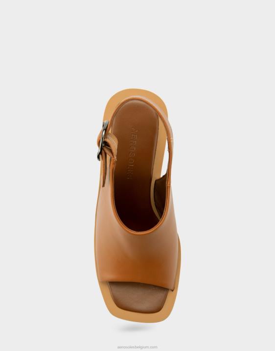 sandaal met hak van bruin leer Aerosoles 0V00419 vrouwen