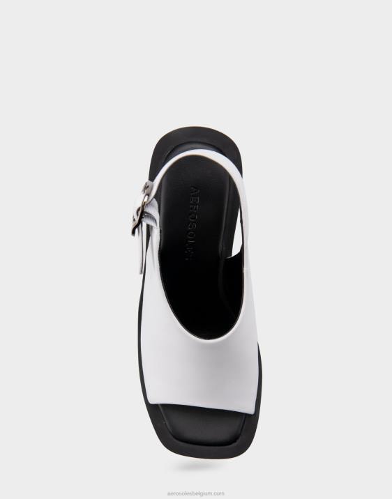 sandaal met hak wit leer Aerosoles 0V00418 vrouwen
