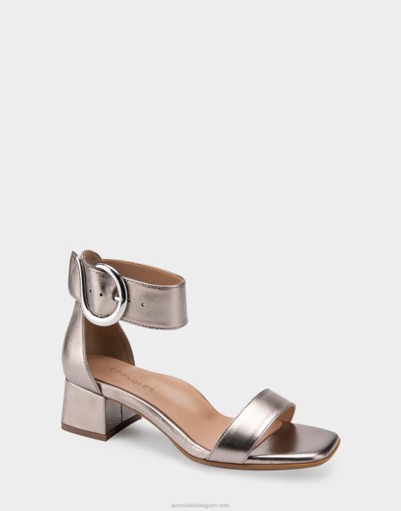 sandaal met hak zilver metallic leer Aerosoles 0V00415 vrouwen