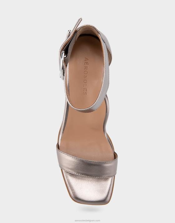 sandaal met hak zilver metallic leer Aerosoles 0V00415 vrouwen