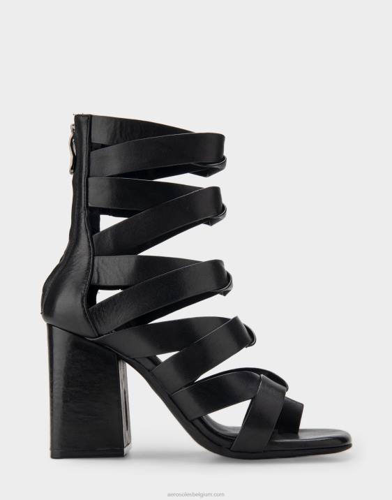 sandaal met hak zwart leer Aerosoles 0V00407 vrouwen