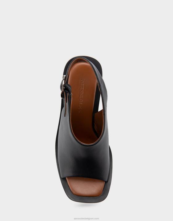sandaal met hak zwart leer Aerosoles 0V00417 vrouwen