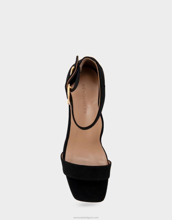 sandaal met hak zwart suède Aerosoles 0V00414 vrouwen
