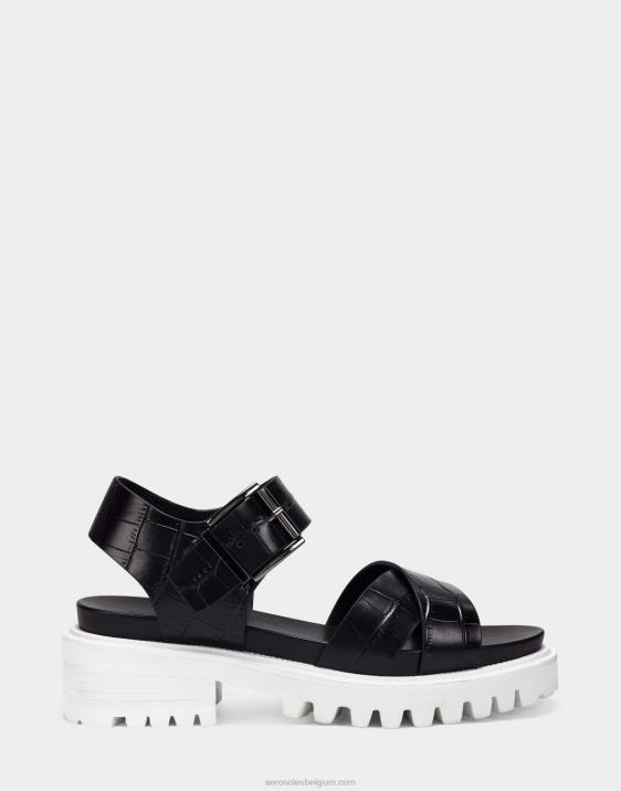 sandaal zwart croco leer Aerosoles 0V00476 vrouwen