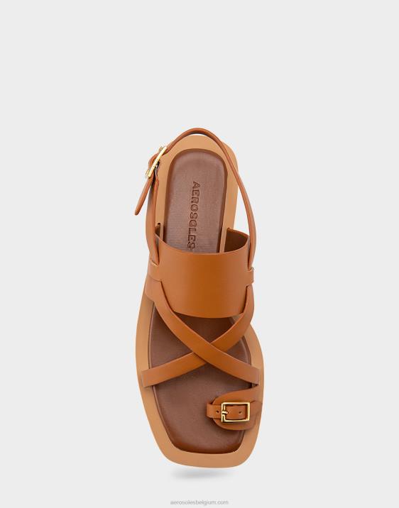 platte sandaal bruin leer Aerosoles 0V00412 vrouwen