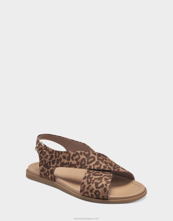 platte sandaal naturel luipaard Aerosoles 0V00472 vrouwen