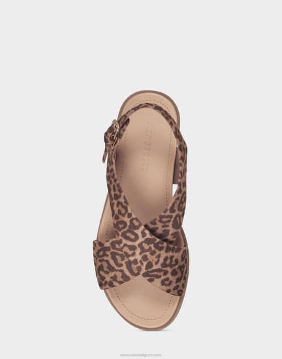 platte sandaal naturel luipaard Aerosoles 0V00472 vrouwen