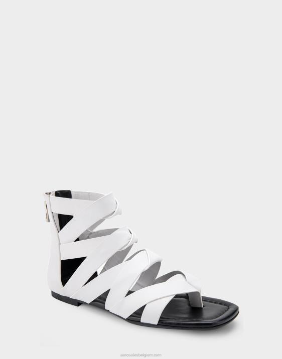 platte sandaal wit leer Aerosoles 0V00411 vrouwen