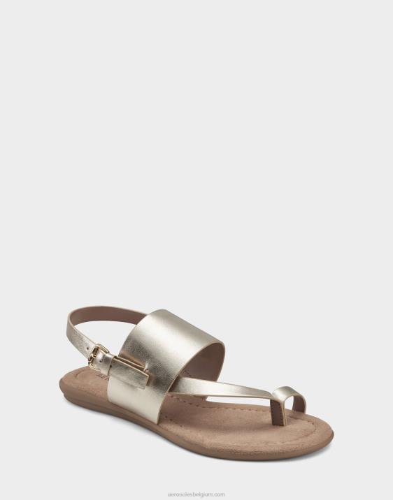 platte sandaal zacht goud kunstleer Aerosoles 0V00461 vrouwen