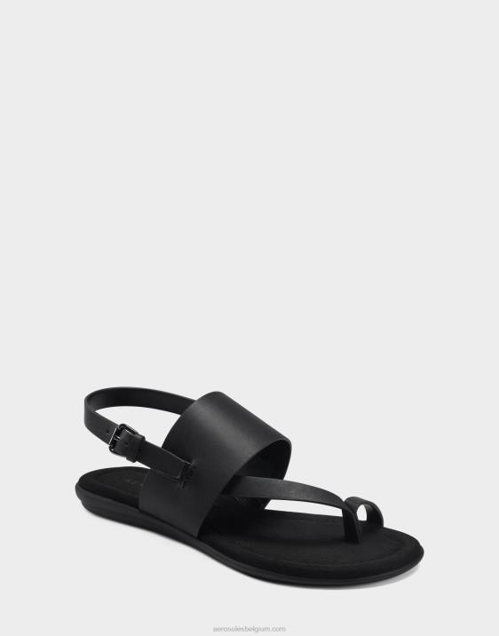 platte sandaal zwart kunstleer Aerosoles 0V00468 vrouwen