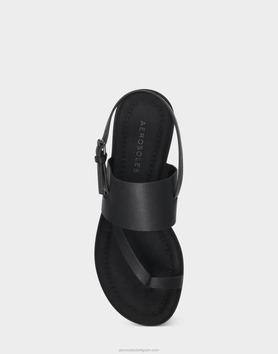 platte sandaal zwart kunstleer Aerosoles 0V00468 vrouwen