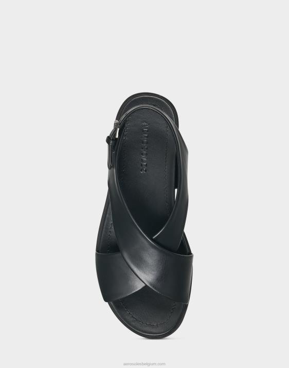 platte sandaal zwart kunstleer Aerosoles 0V00474 vrouwen