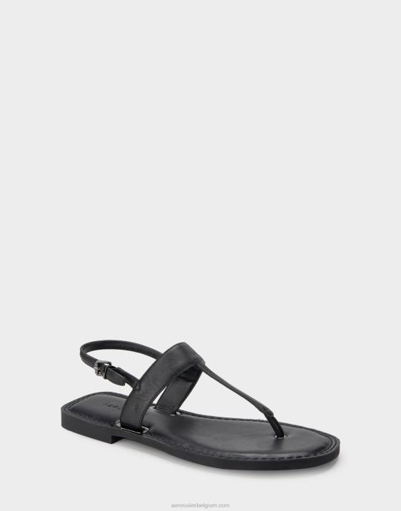 platte sandaal zwart leer Aerosoles 0V00453 vrouwen