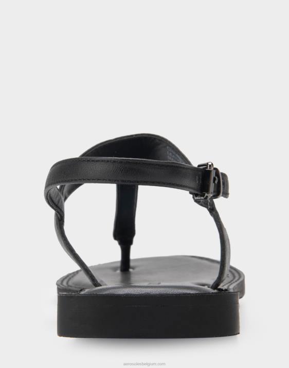 platte sandaal zwart leer Aerosoles 0V00453 vrouwen