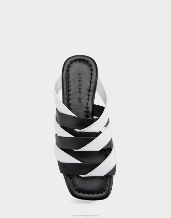 platte sandaal zwarte combo Aerosoles 0V00278 vrouwen
