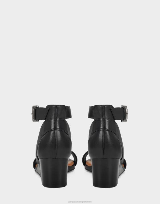 sleehak sandaal zwart leer Aerosoles 0V00334 vrouwen