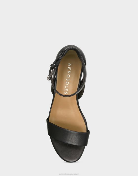 sleehak sandaal zwart leer Aerosoles 0V00334 vrouwen