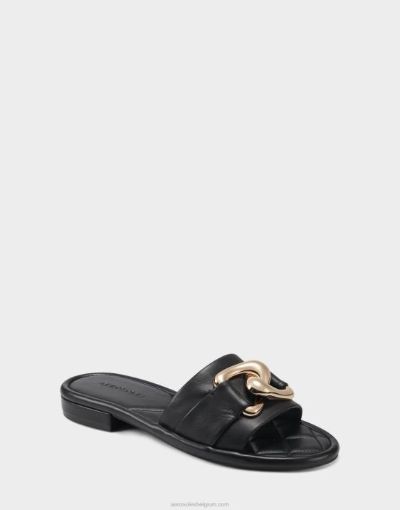 schuif zwart leer Aerosoles 0V00286 vrouwen
