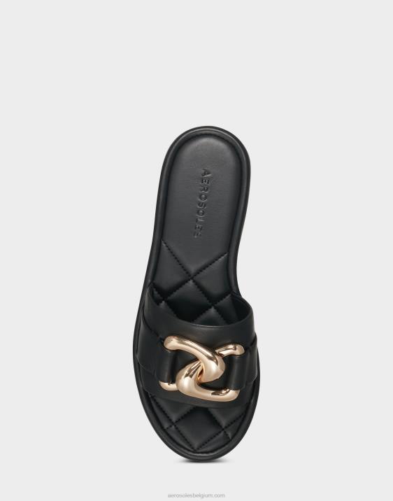 schuif zwart leer Aerosoles 0V00286 vrouwen